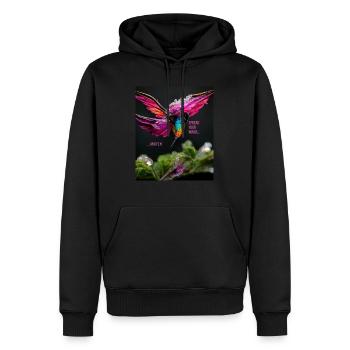 Flügel ausbreiten und fliegen - Inspiration und Motivation - Männer Premium Bio Hoodie - Schwarz - Vorne - Nico (187cm)