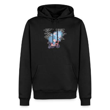 Vélo éléphant - Sweat à capuche Premium bio Homme - noir - Devant - Nico (187cm)