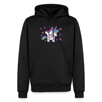 Drôle de débauche Licorne Amants Cœur Valentine - Sweat à capuche Premium bio Homme - noir - Devant - Nico (187cm)
