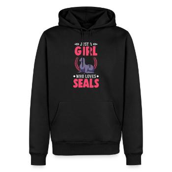 Robben Mädchen Seehund Seelöwe - Männer Premium Bio Hoodie - Schwarz - Vorne - Nico (187cm)