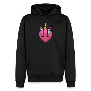 Mignon cœur de licorne Licornes de Saint-Valentin - Sweat à capuche Premium bio Homme - noir - Devant - Nico (187cm)
