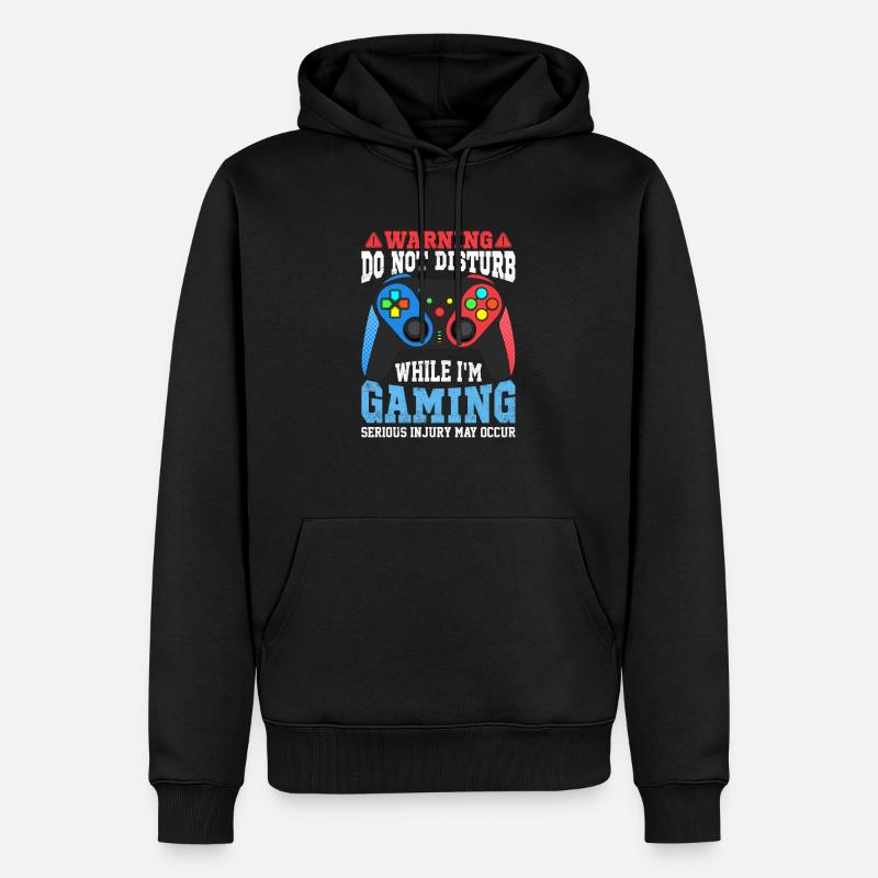 not disturb While Gaming - Sweat à capuche Premium bio Homme - noir