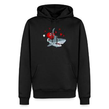 Herz Reiten Hai Valentinstag lustig Haie Liebhaber - Männer Premium Bio Hoodie - Schwarz - Vorne - Nico (187cm)