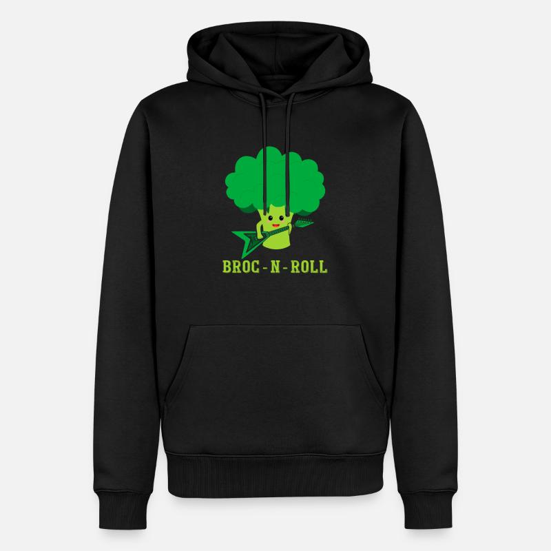 Broc n Roll Broccoli Vegetable - Männer Premium Bio Hoodie - Schwarz