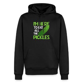 Je suis ici pour manger tous les cornichons Cornichon Concombre - Sweat à capuche Premium bio Homme - noir - Devant - Nico (187cm)