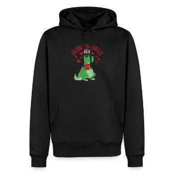 Heartsaurus Rex Dab Danse Coeur Dino Saint-Valentin - Sweat à capuche Premium bio Homme - noir - Devant - Nico (187cm)