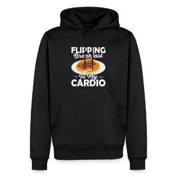 Flipping Breakfast est mon gourmet de la journée des crêpes cardio - Sweat à capuche Premium bio Homme - noir - Devant - Nico (187cm)
