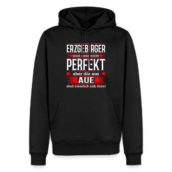 Aue - Männer Premium Bio Hoodie - Schwarz - Vorne - Nico (187cm)