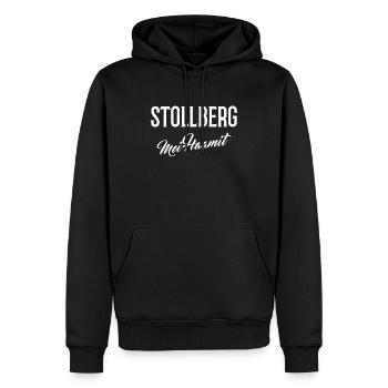 Stollberg mei Haamit - Männer Premium Bio Hoodie - Schwarz - Vorne - Nico (187cm)