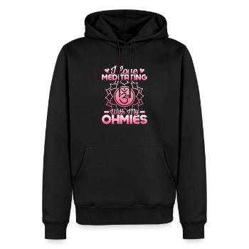 I love Meditating With My Ohmies Meditation Yoga - Men’s Premium Organic Hoodie - black - Front - Nico (187cm)