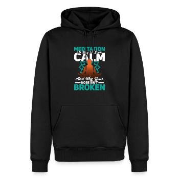 Meditation Is Why I Look Calm Meditating Yoga - Men’s Premium Organic Hoodie - black - Front - Nico (187cm)