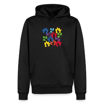 Puzzle Hand Be Kind Autism Awareness Autistic - Men’s Premium Organic Hoodie - black - Front - Nico (187cm)