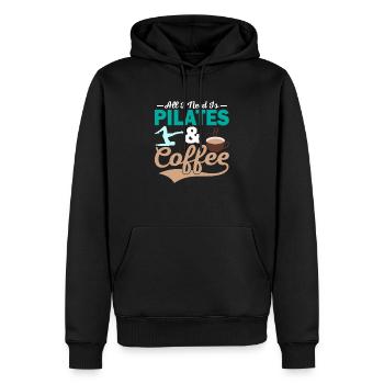 Tout ce dont j’ai besoin, c’est de Pilates & Coffee Exercice Fitness - Sweat à capuche Premium bio Homme - noir - Devant - Nico (187cm)