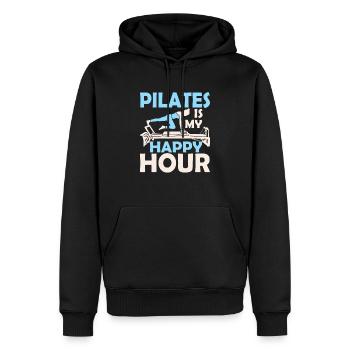 Le Pilates est mon happy hour Exercice Fitness - Sweat à capuche Premium bio Homme - noir - Devant - Nico (187cm)