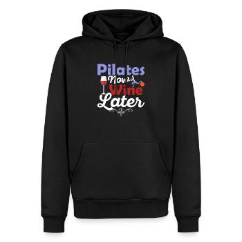Pilates maintenant vin plus tard exercice de remise en forme - Sweat à capuche Premium bio Homme - noir - Devant - Nico (187cm)