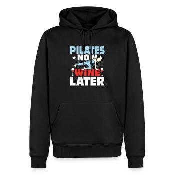 Pilates Now Wine Later Exercise Fitness - Männer Premium Bio Hoodie - Schwarz - Vorne - Nico (187cm)
