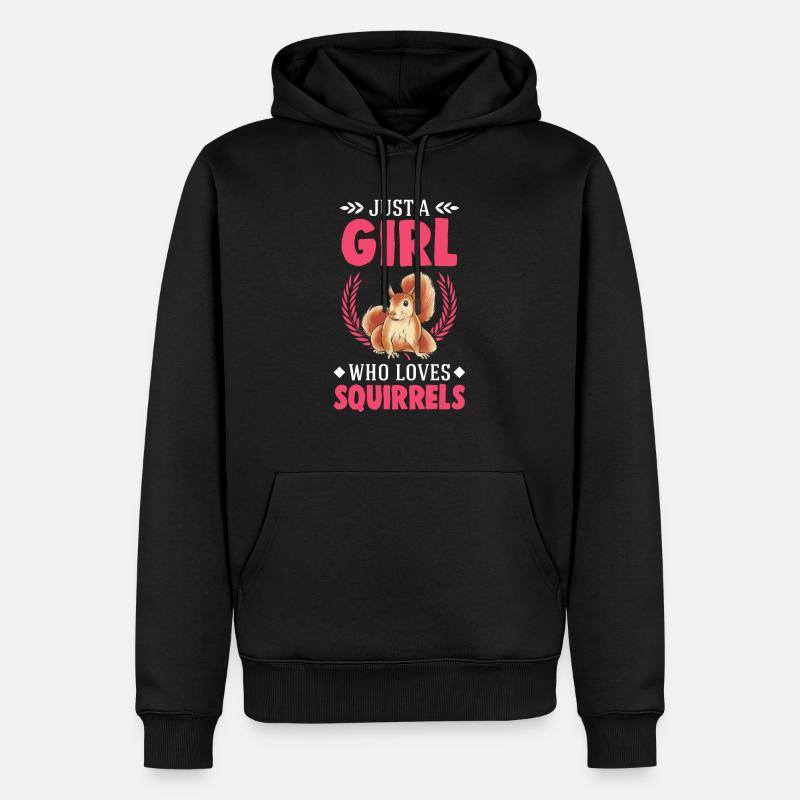 Eichhörnchen Mädchen Squirrel Grauhörnchen - Männer Premium Bio Hoodie - Schwarz