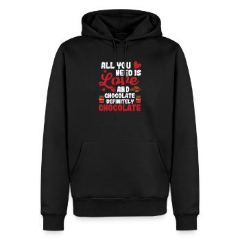 Tout ce dont vous avez besoin, c’est d’amour et de chocolat - Sweat à capuche Premium bio Homme - noir - Devant - Nico (187cm)