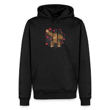 Dabbing Bigfoot Love Heart Saint-Valentin en plein air - Sweat à capuche Premium bio Homme - noir - Devant - Nico (187cm)