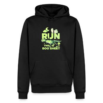 RUN THIS IS BOO SHEET RUNNING DINOSAUR REX GAME - Men’s Premium Organic Hoodie - black - Front - Nico (187cm)
