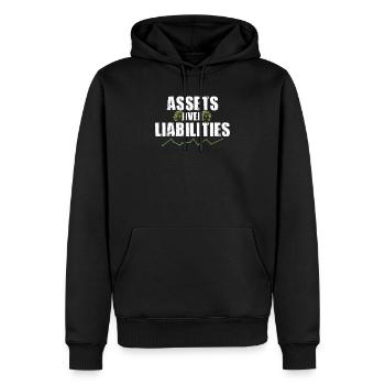 Assets Over Liabilities Cool Accounting CPA Pun - Men’s Premium Organic Hoodie - black - Front - Nico (187cm)