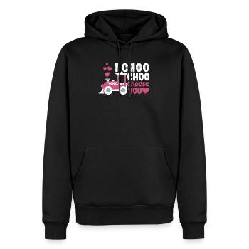 I Choo Choo Choose You Valentine’s Day Train Lover - Sweat à capuche Premium bio Homme - noir - Devant - Nico (187cm)
