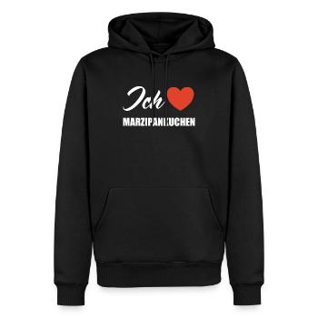 Ich liebe Marzipankuchen - Männer Premium Bio Hoodie - Schwarz - Vorne - Nico (187cm)