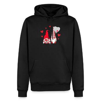 Rosa Gnome Liebe Plaid Herz Luftballons Valentinst - Männer Premium Bio Hoodie - Schwarz - Vorne - Nico (187cm)