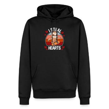 Ich stehle Herzen Faultier Skateboard Valentinstag - Männer Premium Bio Hoodie - Schwarz - Vorne - Nico (187cm)