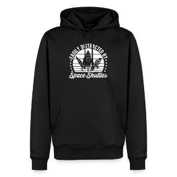 Rocket Ship Space Travel Easily Distracted By Spac - Männer Premium Bio Hoodie - Schwarz - Vorne - Nico (187cm)