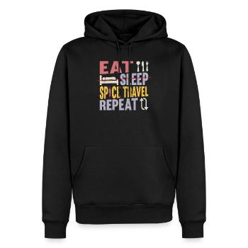 Eat Sleep Space Travel Repeat - Space Rocket - Männer Premium Bio Hoodie - Schwarz - Vorne - Nico (187cm)