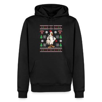 Hühner fröhliche Weihnachten Ugly Christmas Design - Männer Premium Bio Hoodie - Schwarz - Vorne - Nico (187cm)
