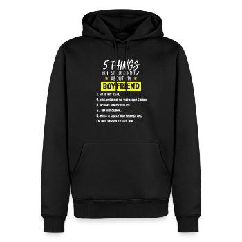 5 choses que vous devriez savoir cadeaux de couples drôles - Sweat à capuche Premium bio Homme - noir - Devant - Nico (187cm)