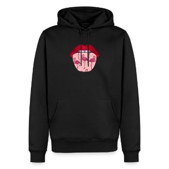 Flamingo Lips - Men’s Premium Organic Hoodie - black - Front - Nico (187cm)