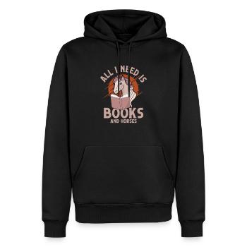 All I Need Is Books And Horses Reading Book Lover - Männer Premium Bio Hoodie - Schwarz - Vorne - Nico (187cm)