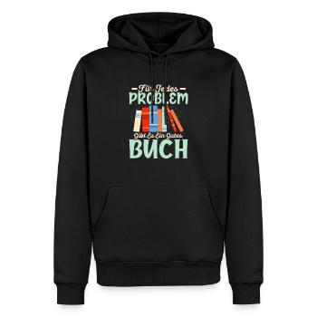 Für jedes Problem gibt es ein gutes Buch Lesen Lit - Männer Premium Bio Hoodie - Schwarz - Vorne - Nico (187cm)