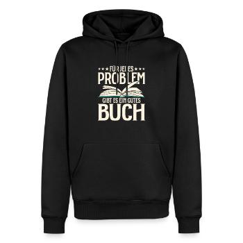 Für jedes Problem gibt es ein gutes Buch Literatur - Männer Premium Bio Hoodie - Schwarz - Vorne - Nico (187cm)