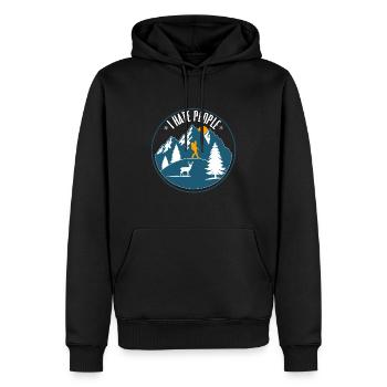 Randonnée pédestre Je déteste les gens - Sweat à capuche Premium bio Homme - noir - Devant - Nico (187cm)