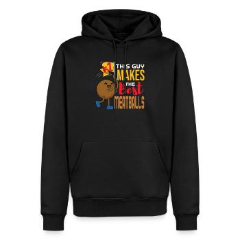 Boulettes de viande Boulettes de viande Cadeau - Sweat à capuche Premium bio Homme - noir - Devant - Nico (187cm)