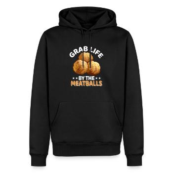 Grab Life By The Meatballs Foodie Chef Italian Hum - Männer Premium Bio Hoodie - Schwarz - Vorne - Nico (187cm)