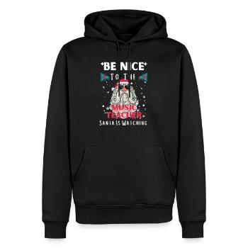 Sei nett zu dem Lehrer, den der Weihnachtsmann lustig beobachtet - Männer Premium Bio Hoodie - Schwarz - Vorne - Nico (187cm)