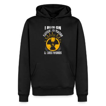 Je cours sur la radiothérapie de caféine et les mots cuss radiologie - Sweat à capuche Premium bio Homme - noir - Devant - Nico (187cm)