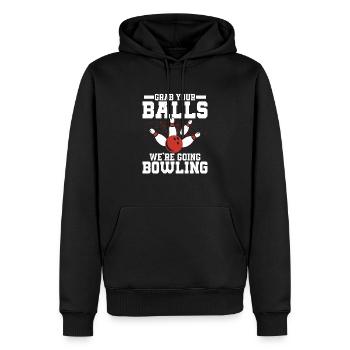 Attrapez vos balles Joueur de l’équipe de bowling Bo - Sweat à capuche Premium bio Homme - noir - Devant - Nico (187cm)