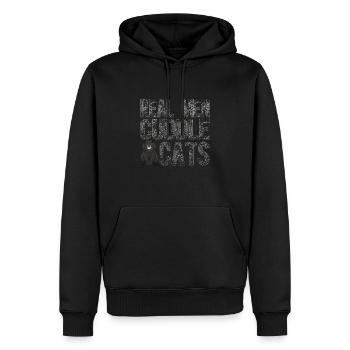 Echte Männer Kuscheln Katzen Lustige Retro Katze Kätzchen Liebhaber - Männer Premium Bio Hoodie - Schwarz - Vorne - Nico (187cm)