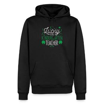 Chanceux d’être enseignant à la maternelle St. Patrick’s - Sweat à capuche Premium bio Homme - noir - Devant - Nico (187cm)