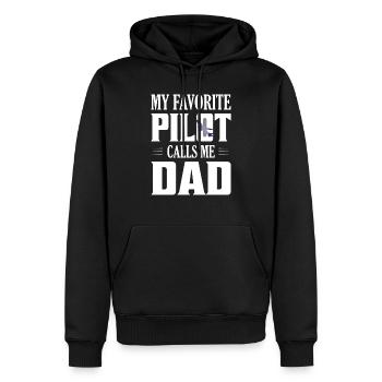 Mon pilote préféré m’appelle papa Aviation Airline - Sweat à capuche Premium bio Homme - noir - Devant - Nico (187cm)