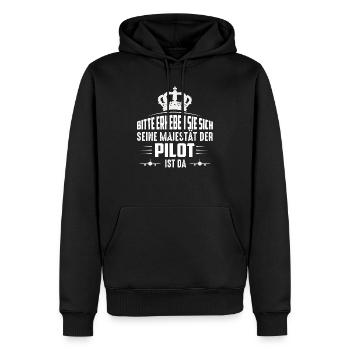 Bitte erheben Sie sich Seine Majestät der Pilot is - Männer Premium Bio Hoodie - Schwarz - Vorne - Nico (187cm)