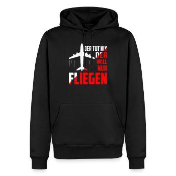 Der tut nix der will nur fliegen Pilot Flugzeug - Männer Premium Bio Hoodie - Schwarz - Vorne - Nico (187cm)