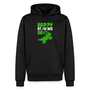 Happy St. Patrex Day Funny Irish T-Rex Saint - Men’s Premium Organic Hoodie - black - Front - Nico (187cm)