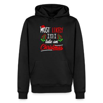 Most Likely To be Late on Christmas Winter Flowers - Men’s Premium Organic Hoodie - black - Front - Nico (187cm)